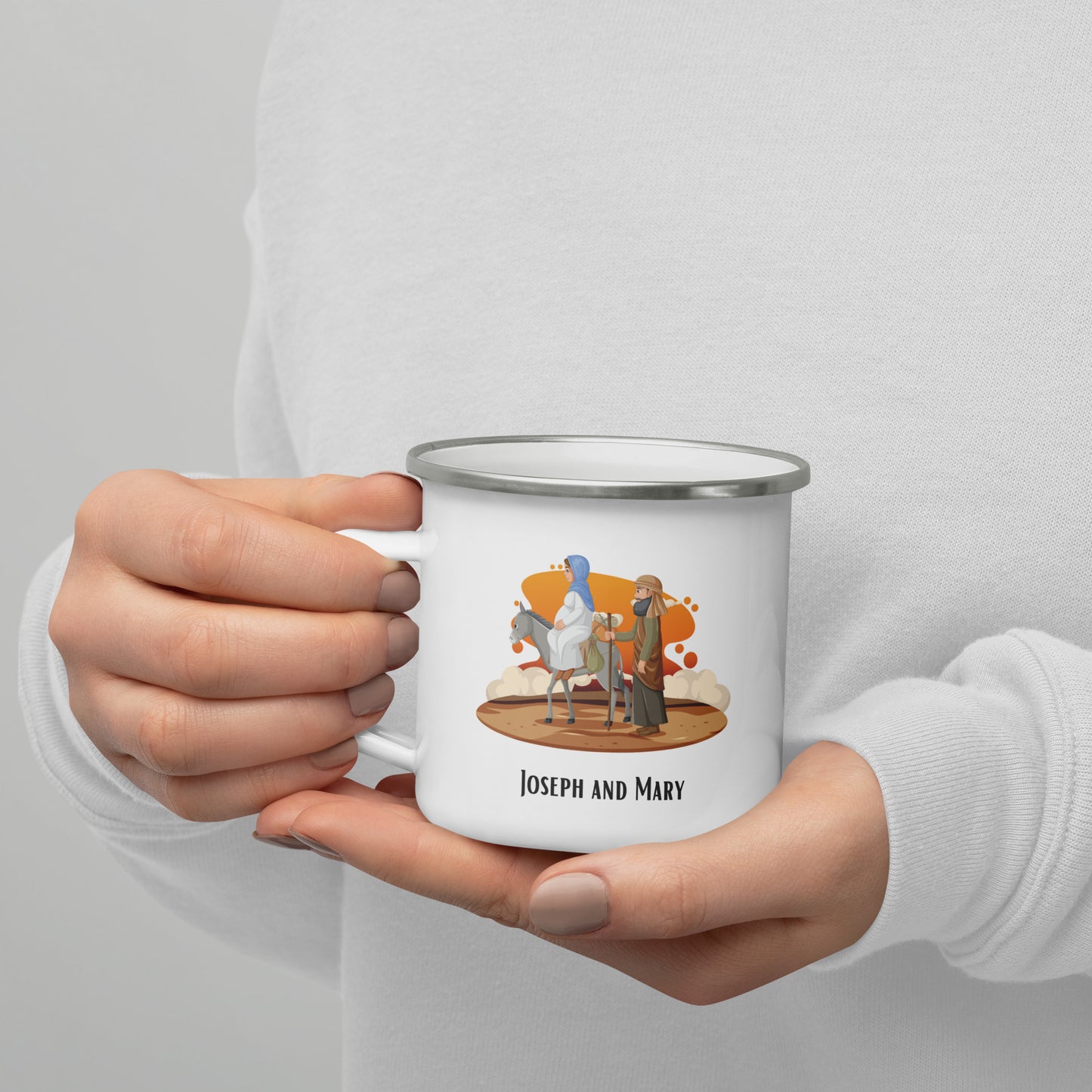 Emaille-Tasse für Kinder – "Joseph und Maria" | Biblisches Motiv | 12oz/350ml