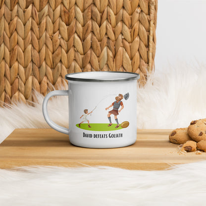 Tasse émaillée pour enfants - « David et Goliath » | Motif biblique | 12 onces/350 ml