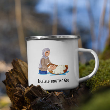 Emaille-Tasse für Kinder – "Jocheved im Gottvertrauen" | Biblisches Motiv | 12oz/350ml