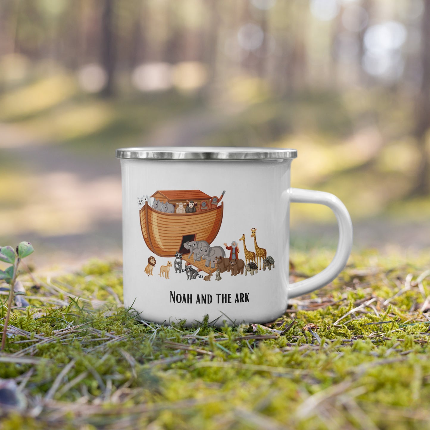 Emaille-Tasse für Kinder – "Noah und die Arche" | Biblisches Motiv | 12oz/350ml