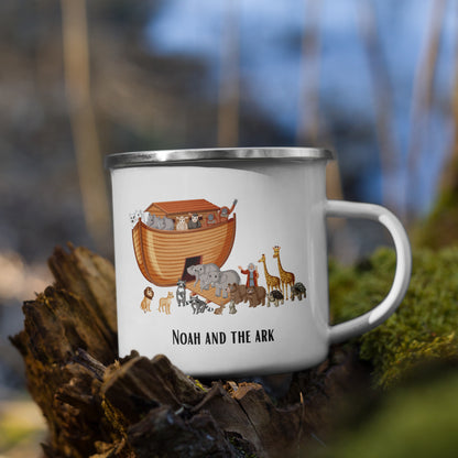 Emaille-Tasse für Kinder – "Noah und die Arche" | Biblisches Motiv | 12oz/350ml