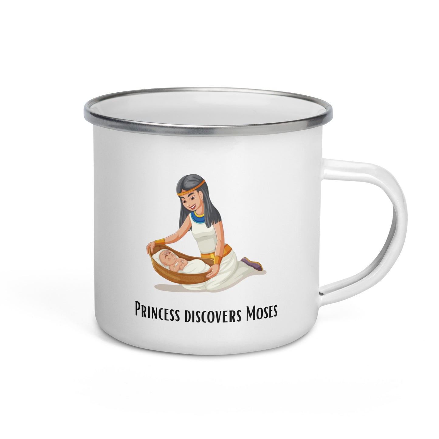 Emaille-Tasse für Kinder – "Prinzessin entdeckt Mose" | Biblisches Motiv | 12oz/350ml